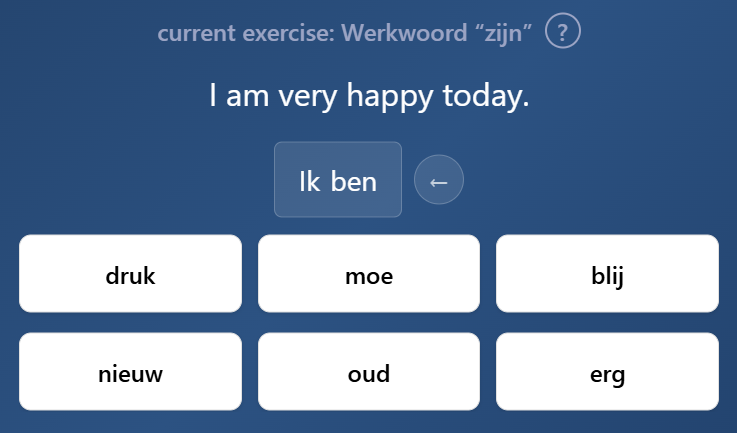 Grammar exercise interface in LangTrainer